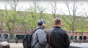 Two of our test users at Blågårds Plads.