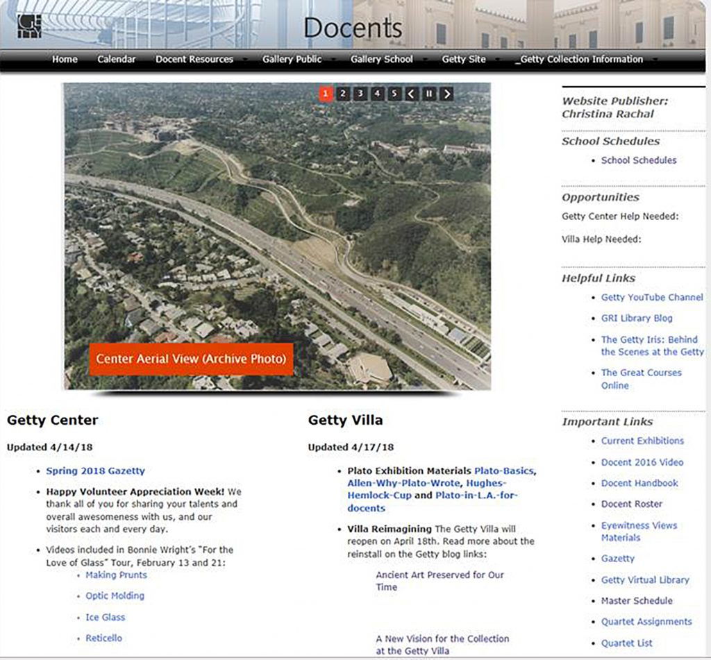 A screenshot of the old Getty website