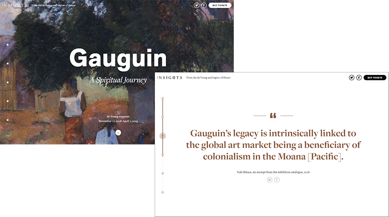 Figure 6: Screenshots of the Gauguin: A Spiritual Journey Insights build
