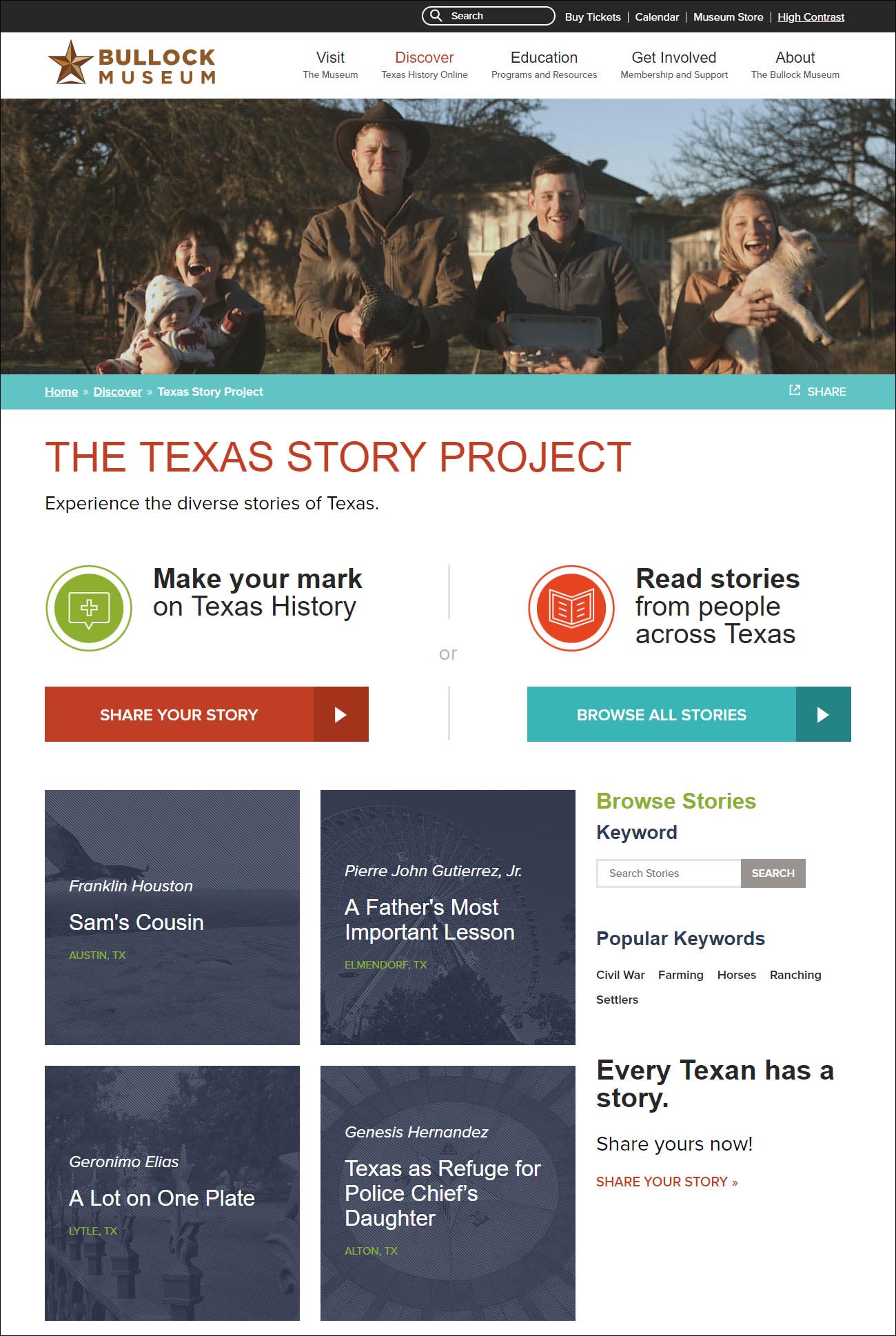 Texas Story Project home page
