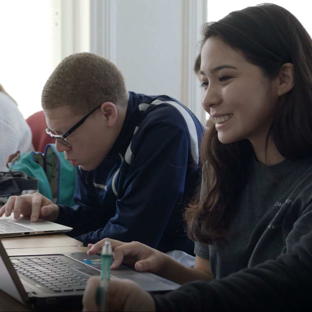 St. Mary's students working on their Texas Story Project entries