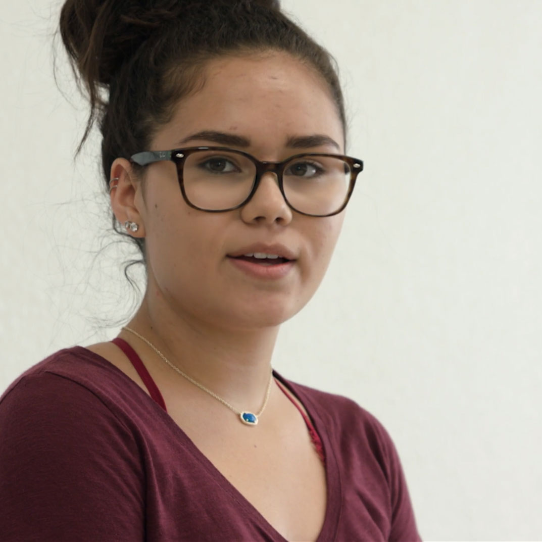 St. Mary's student giving an in-class Texas Story Project presentation