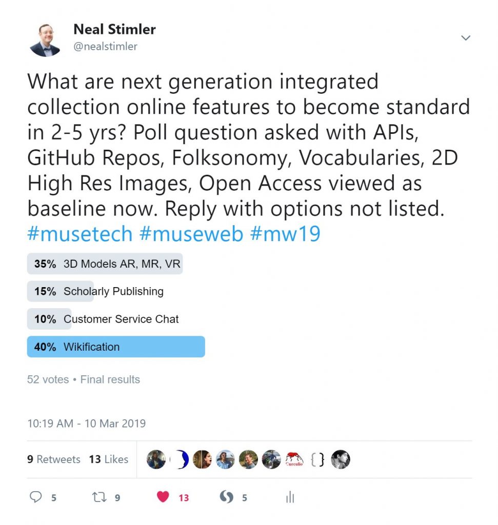 Figure 2. @nealstimler Twitter Poll. "What are next generation integrated collection features to become standard in 2-5 yrs" Published March 10, 2019 8:19 AM EST. 